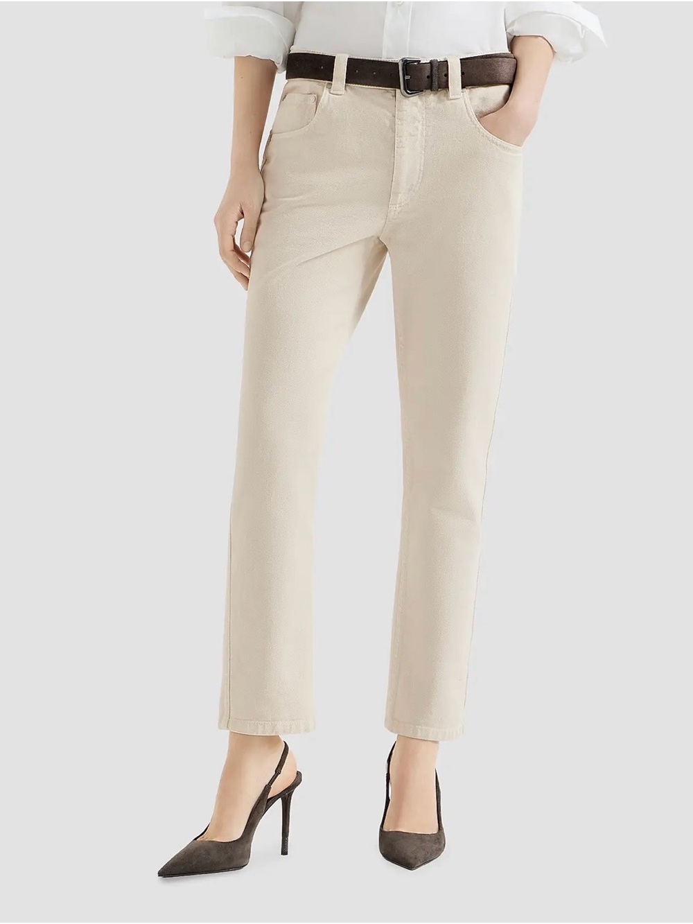Brunello Cucinelli Straight Jeans with Shiny Bartack 36